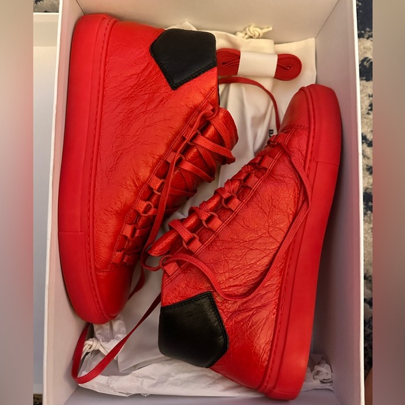 Balenciaga Other - NEW - Balenciaga - Men's Arena Bicolore Leather Sneakers - Red/Black, Size 8